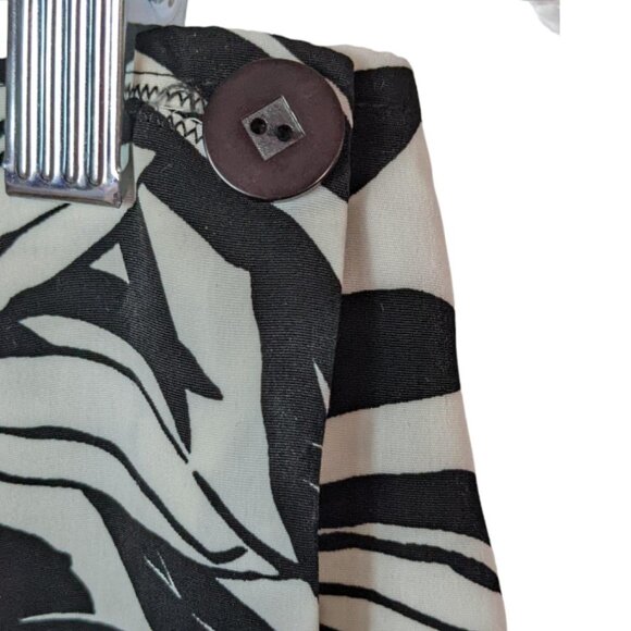 GIORGIO FIORLINE COLLECTION Leaf Print Wrap Maxi Skirt Black and White Size 8 - Picture 5 of 13